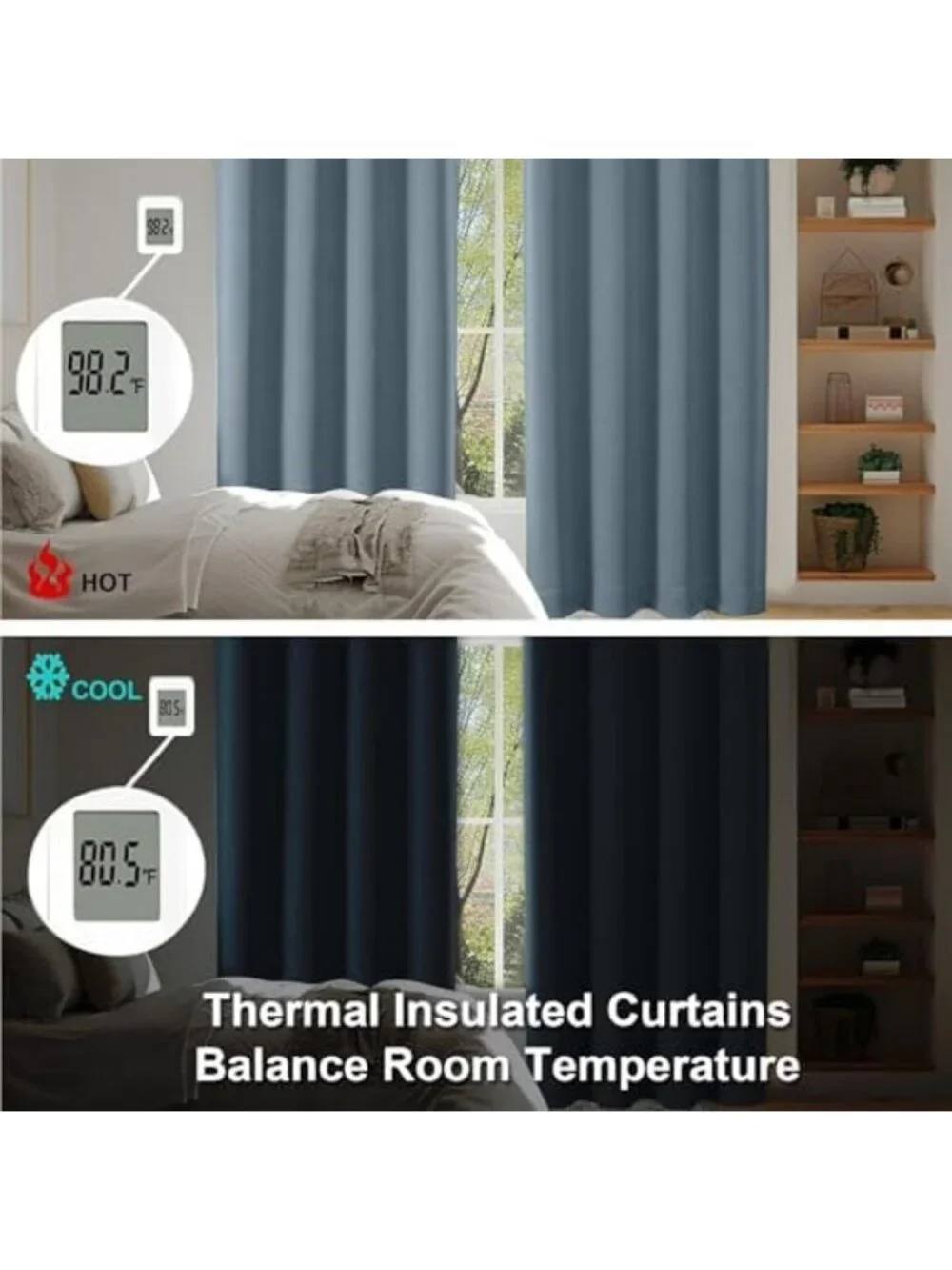 Elegant Stone Blue Blackout Curtains, 63